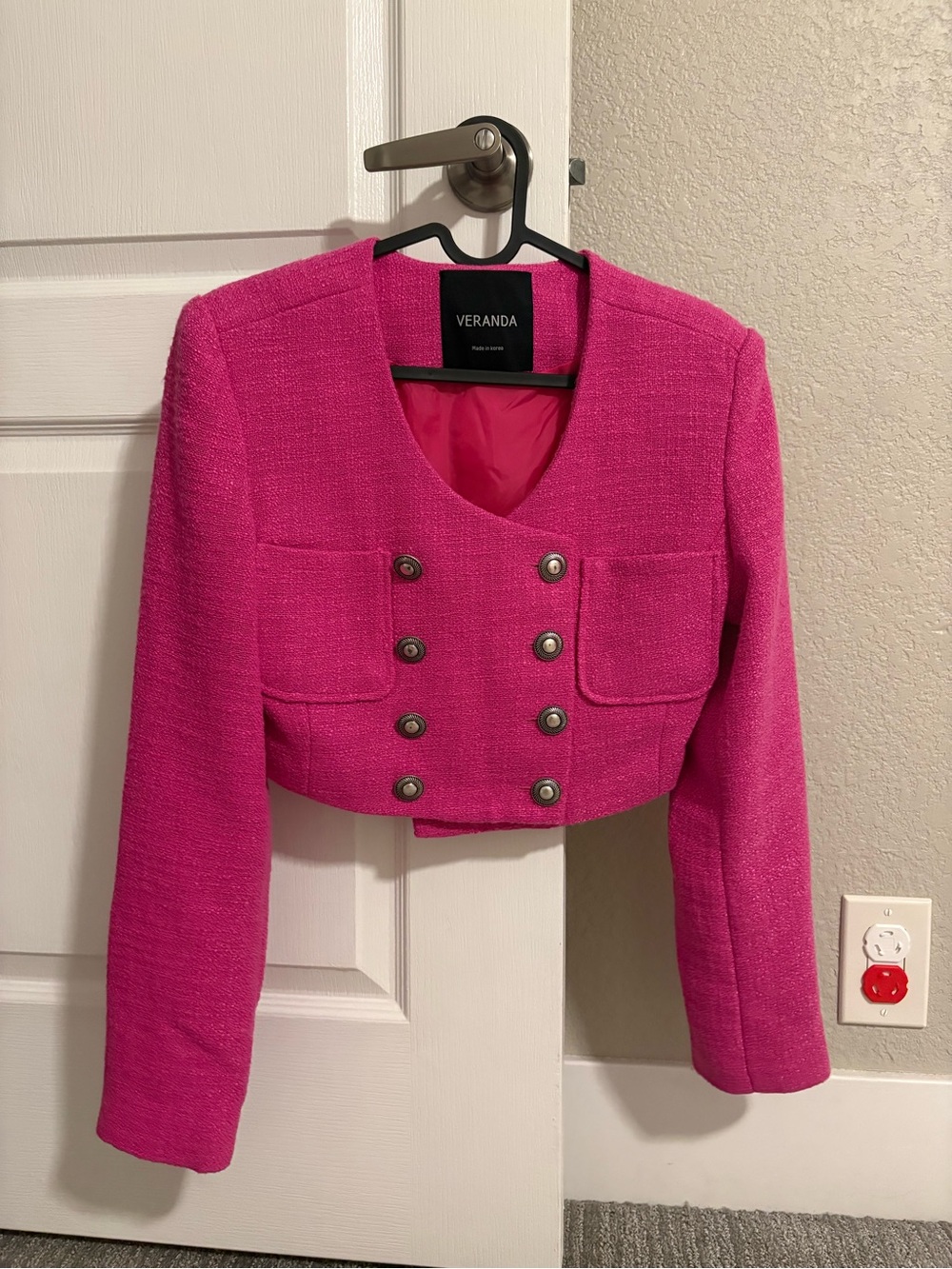Stylish hot pink cropped jacket